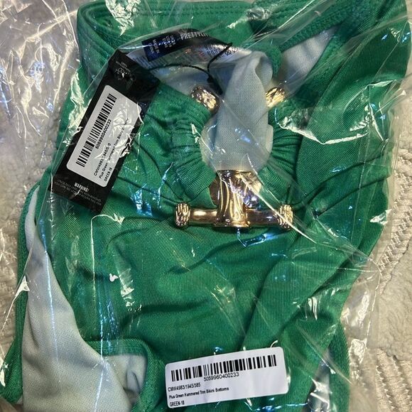 PRETTY LITTLE THING - Plus Green Hammered Trim Bikini Bottoms - Picture 5 of 6